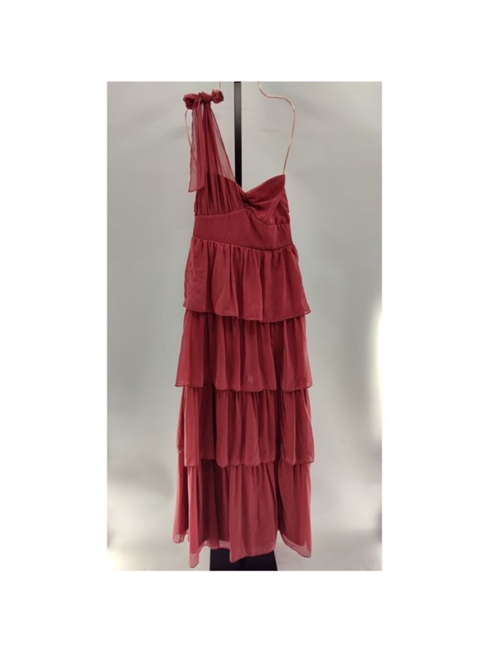 Lulu's Elevated Vision One-Shoulder Tiered Maxi Dress in Dusty Rose - Picture 5 of 8